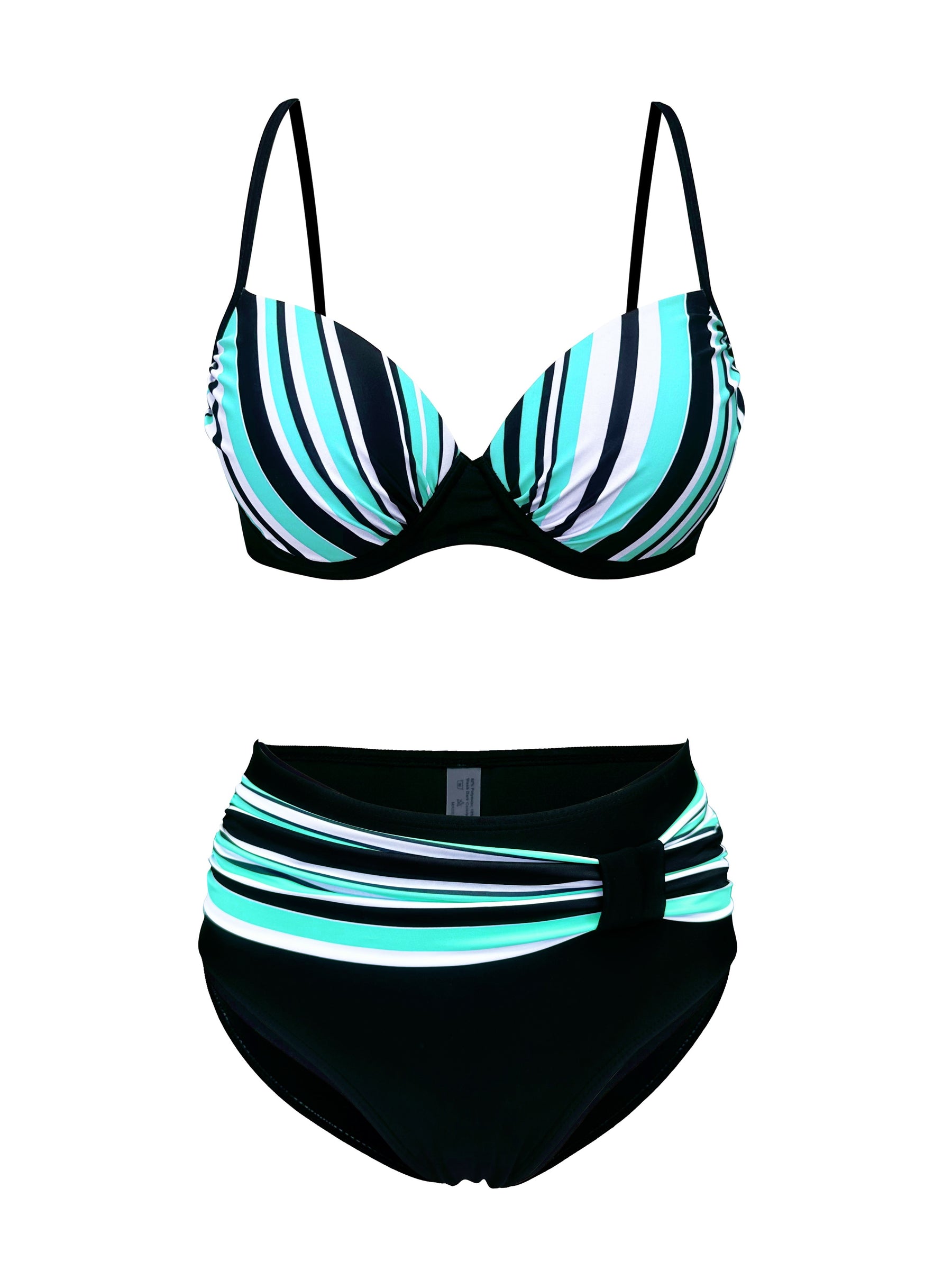Vibrant Stripes Bikini Set – Black Contrast Elegance