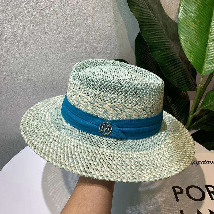 Straw hat - colored ribbon
