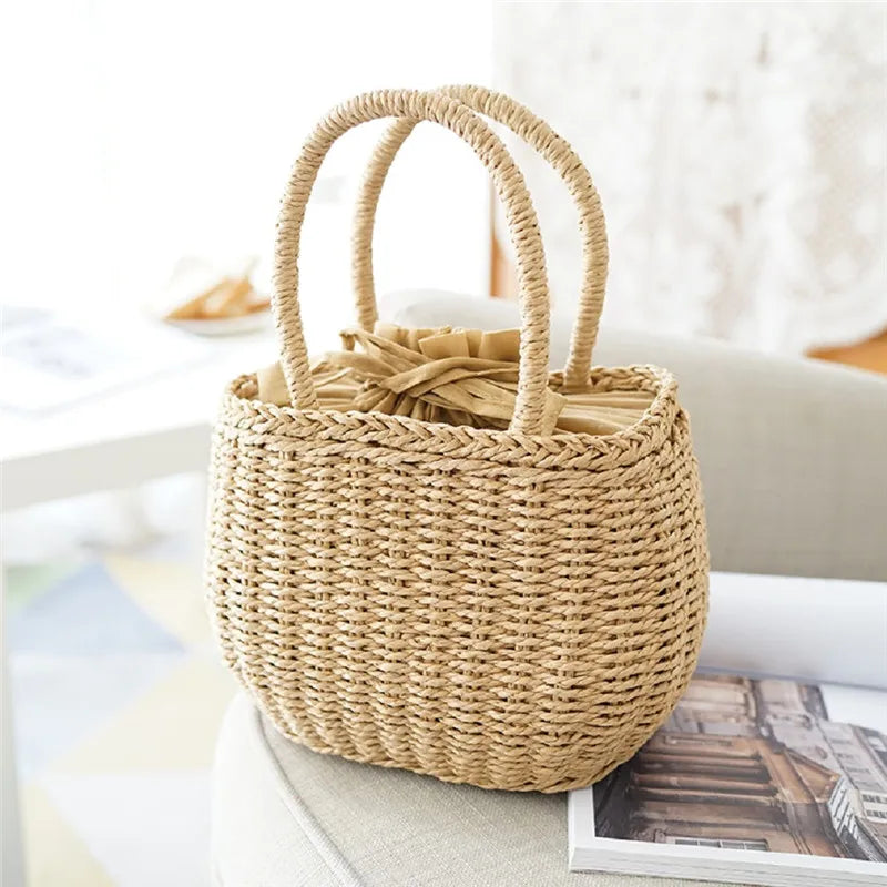 Mini Woven Straw Basket Bag