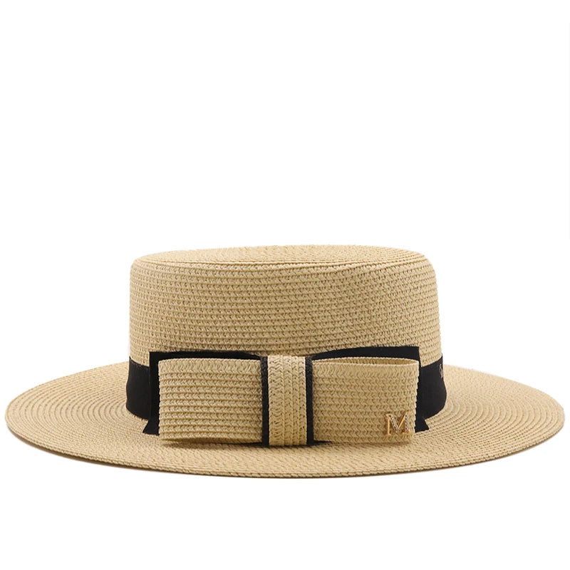 Women's Boater Straw Sun Hat