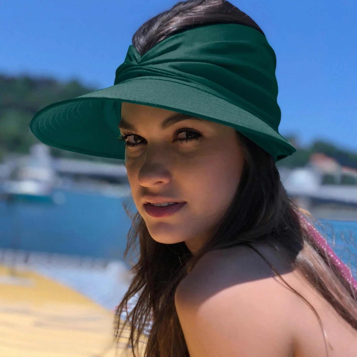 Women's Knot-Front Turban Visor — Soft Polyester