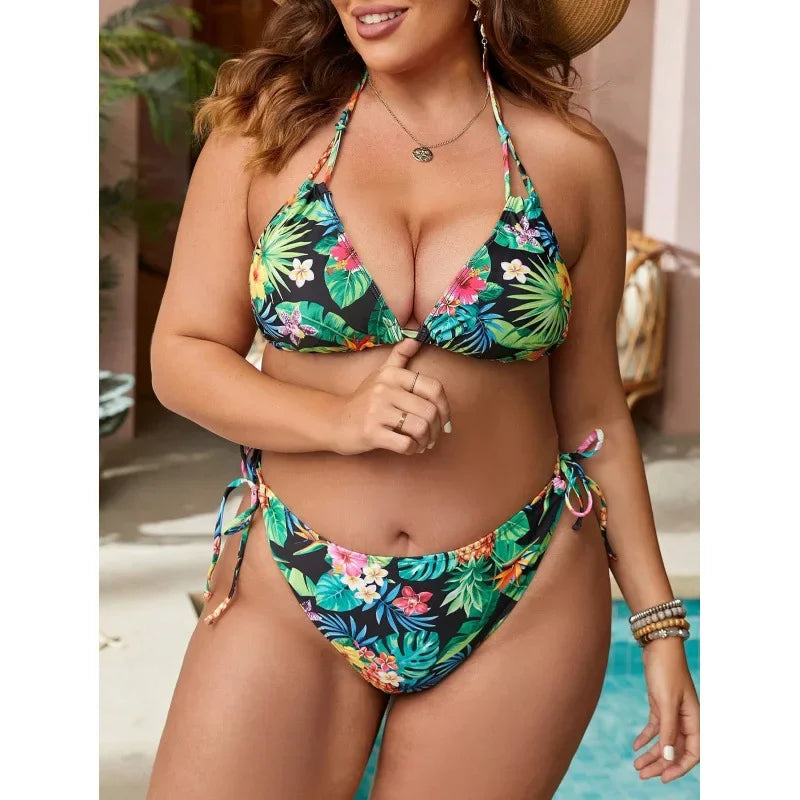 Plus Size Printed Bikini Set – Two-Piece Swimsuit for Women