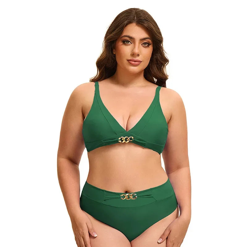 Women's Plus Size Solid Bikini Set