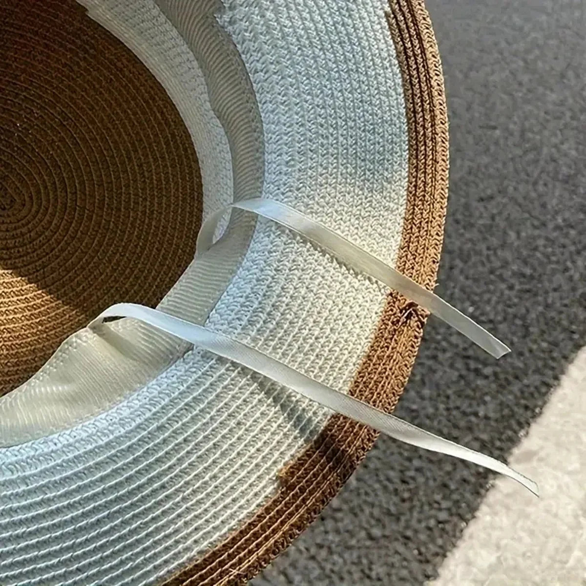 Women's Two-Tone Boater Straw Hat — Contrast Band