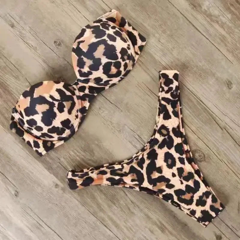 Brazilian Cut Leopard Push Up Bikini