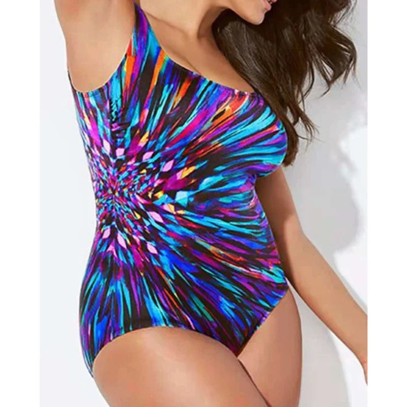 Cross-Strap U-Back Plus Size One-Piece – Colorful Prints