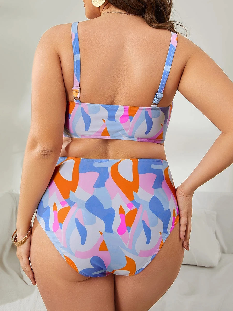 Princess Neckline Plus Size Bikini – High-Waist Bottom