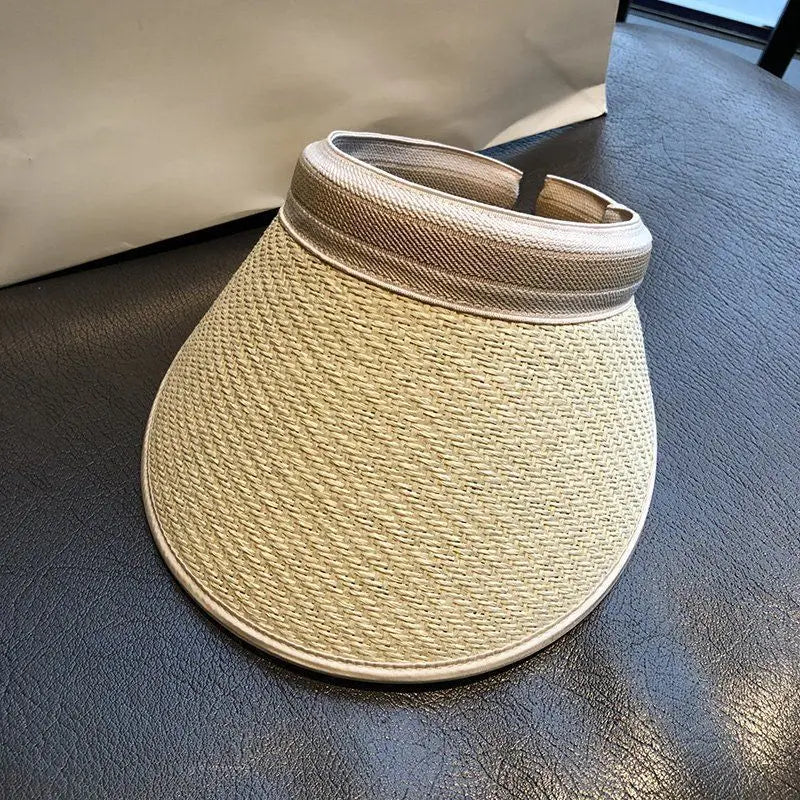 Women's Straw-Effect Beach Visor — Lightweight Polyester