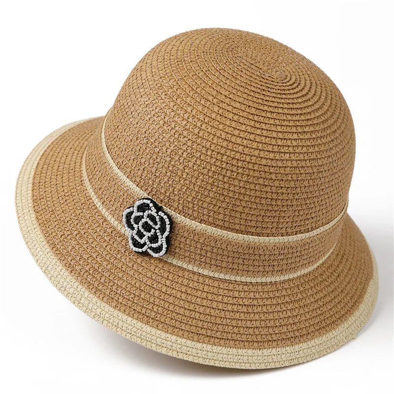 Women's Wide-Brim Straw Sun Hat — Oversized Bow