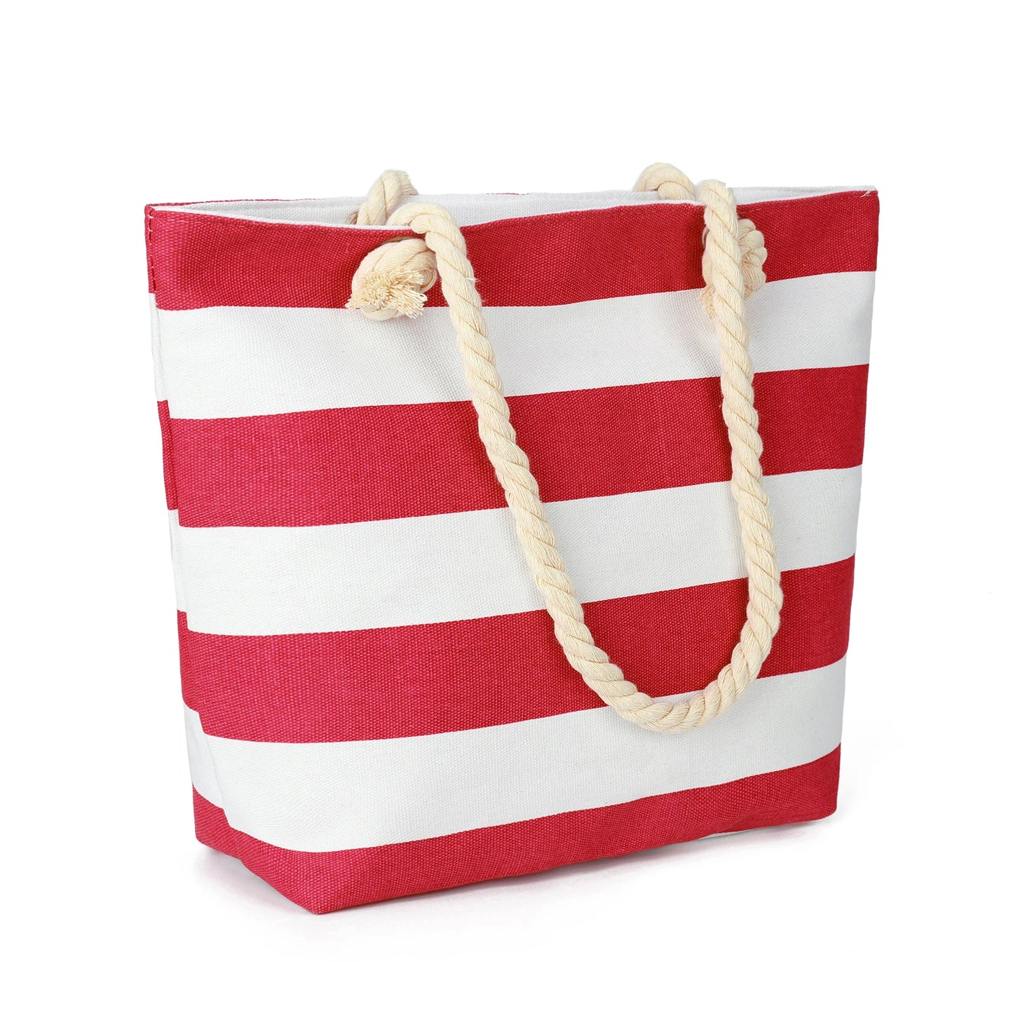 Striped Canvas Beach Tote with Rope Handles