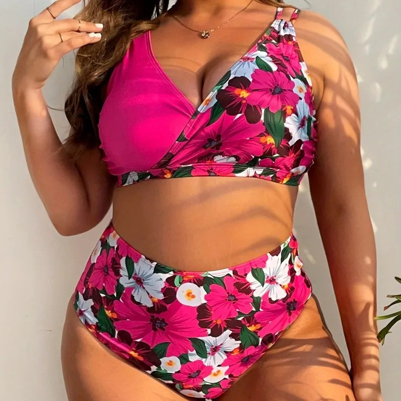 Bold Tropic Energy – Plus Size Push-Up Bikini Set