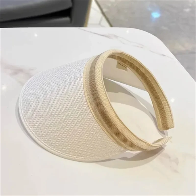 Women's Straw-Effect Beach Visor — Lightweight Polyester