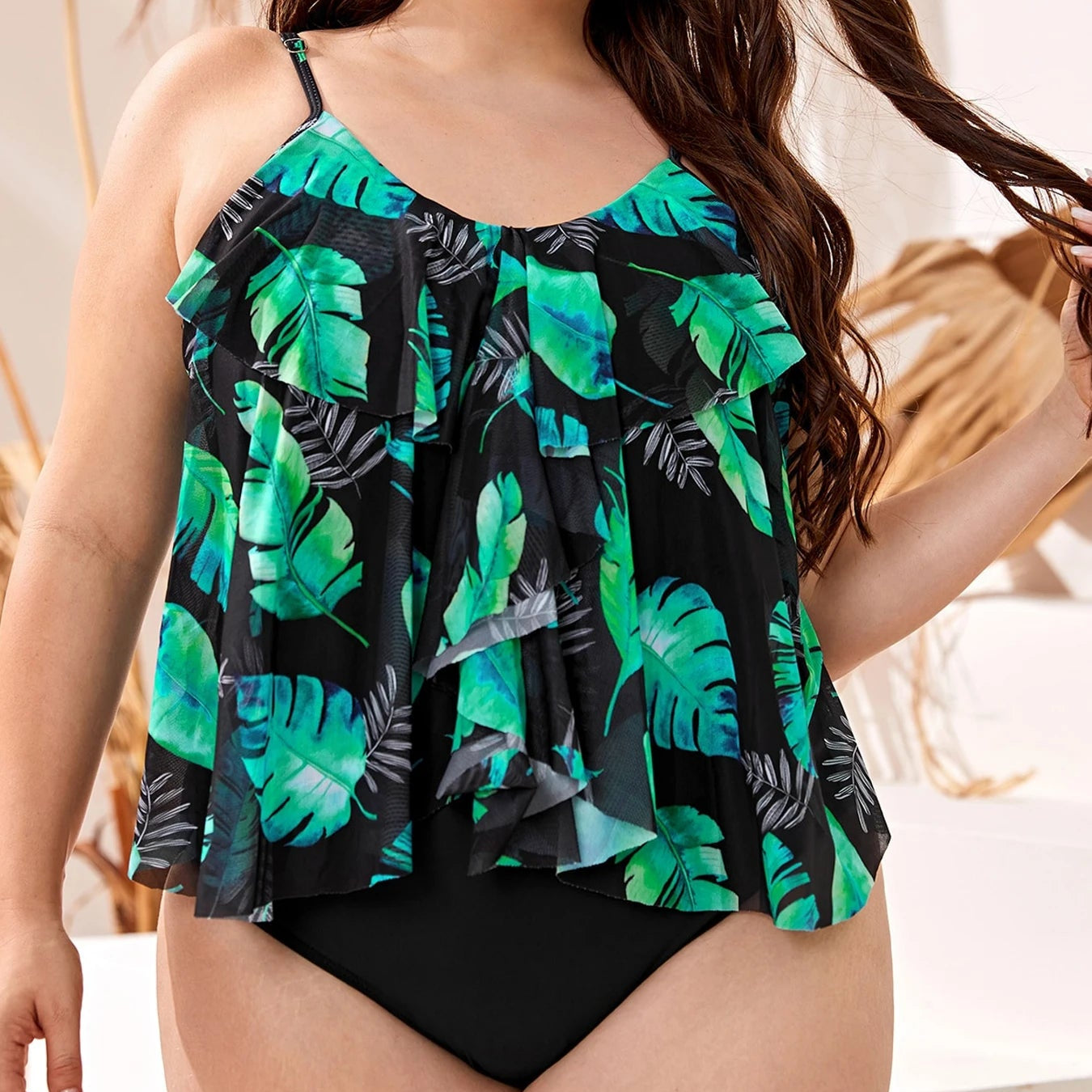 Women's Plus Size Floral Tankini f Set