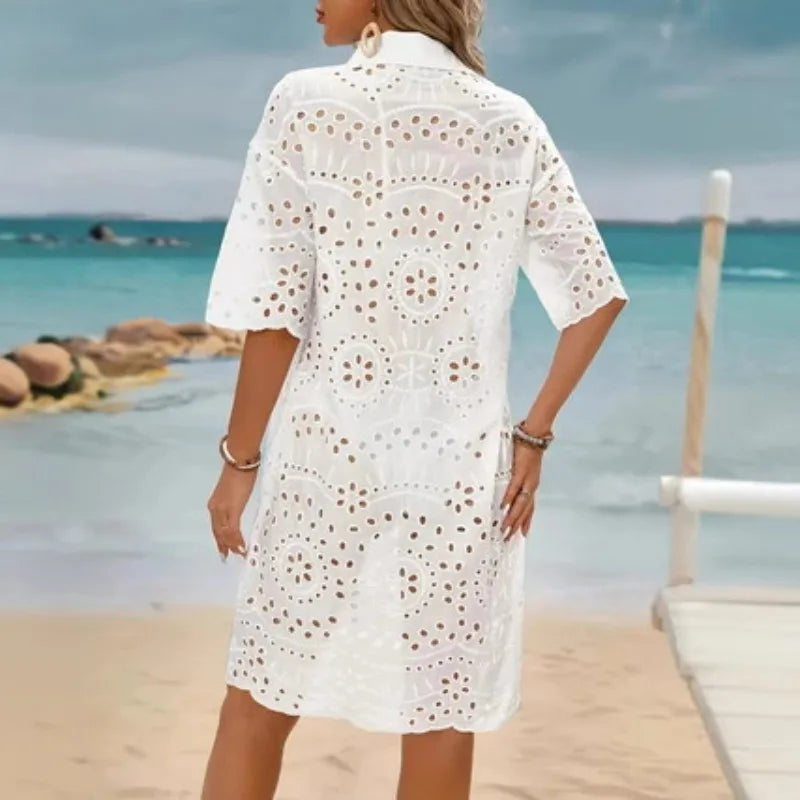 White Grace – Embroidered Beach Cover-Up