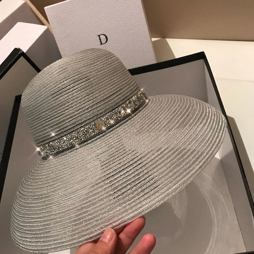 Women's Boater Straw Hat — Wide Grosgrain Ribbon