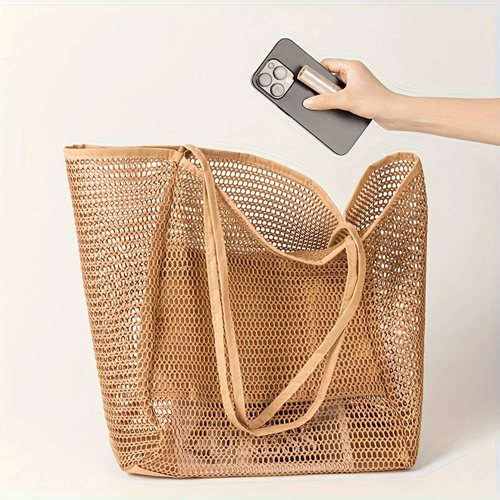 Mesh Beach Tote with Integrated Organizer