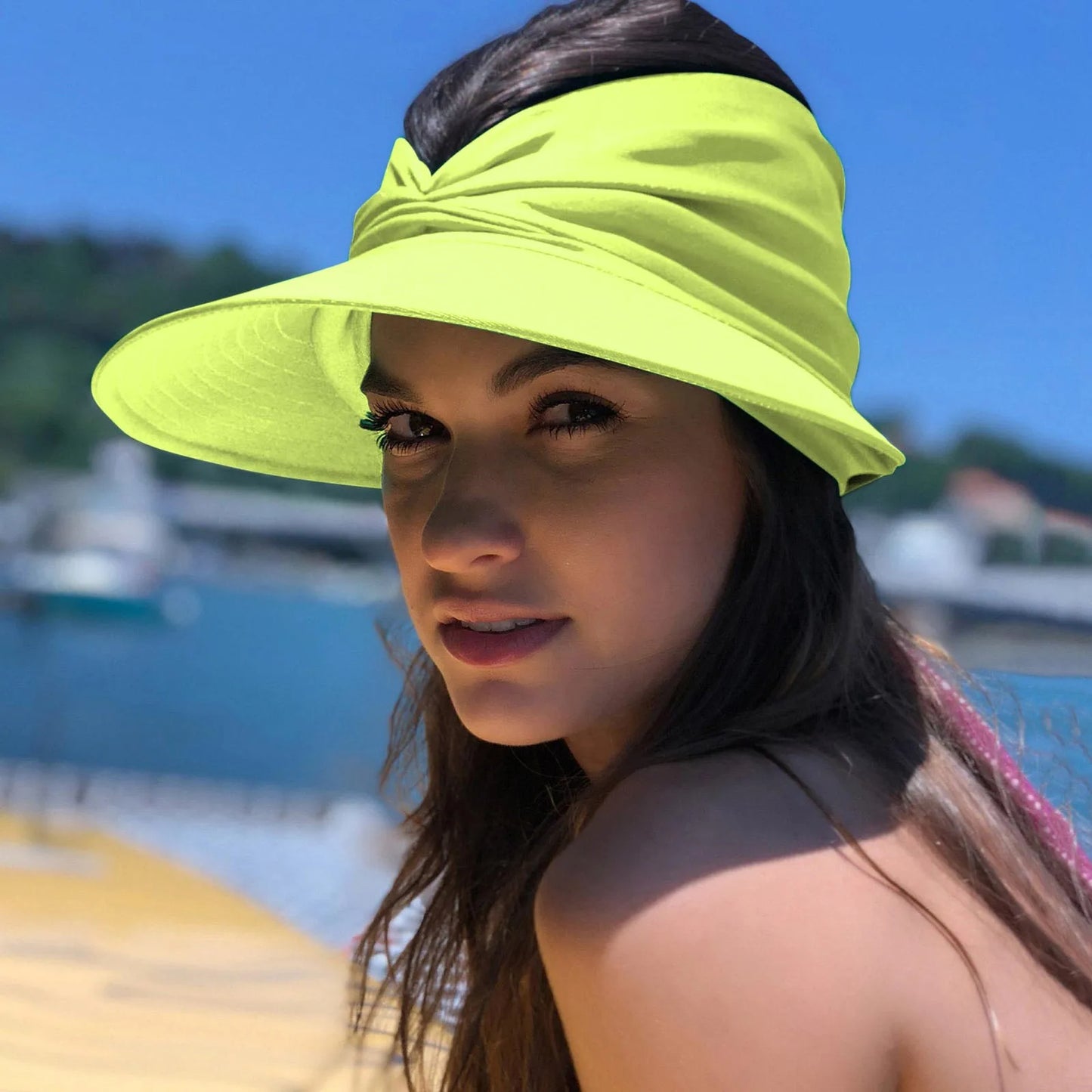 Women's Knot-Front Turban Visor — Soft Polyester