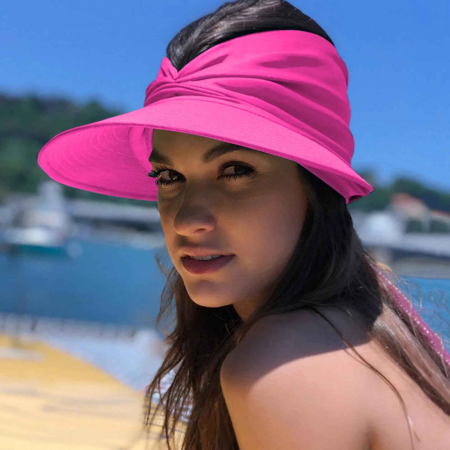Women's Knot-Front Turban Visor — Soft Polyester