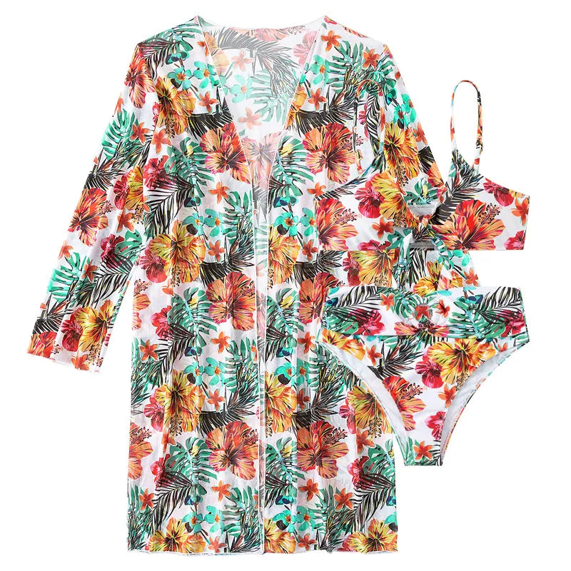 Boho Essence – 3-Piece Bikini Set with Cover-Up
