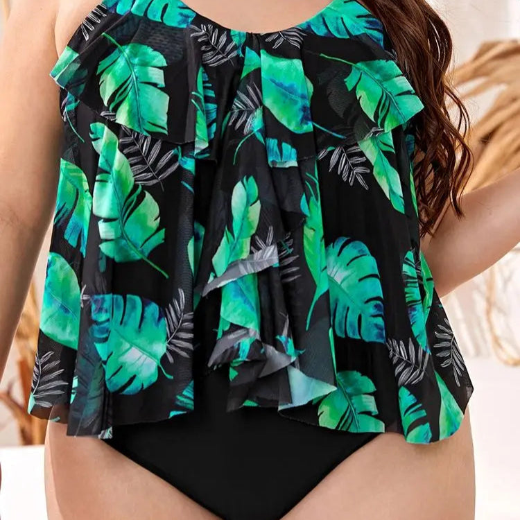 Women's Plus Size Floral Tankini f Set