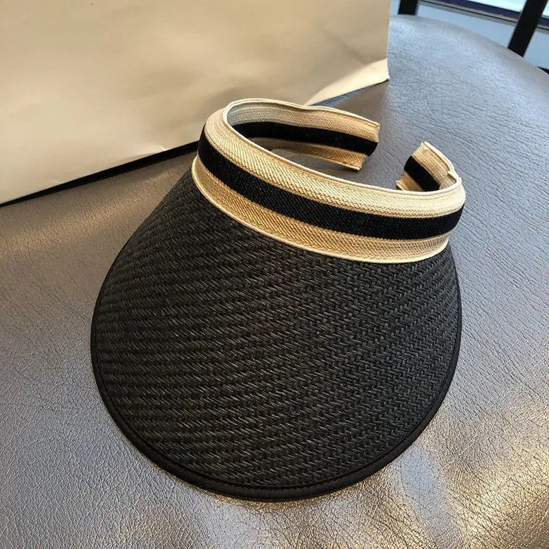Women's Straw-Effect Beach Visor — Lightweight Polyester