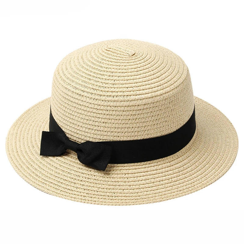 Breathable Boater Sun Hat with Ribbon