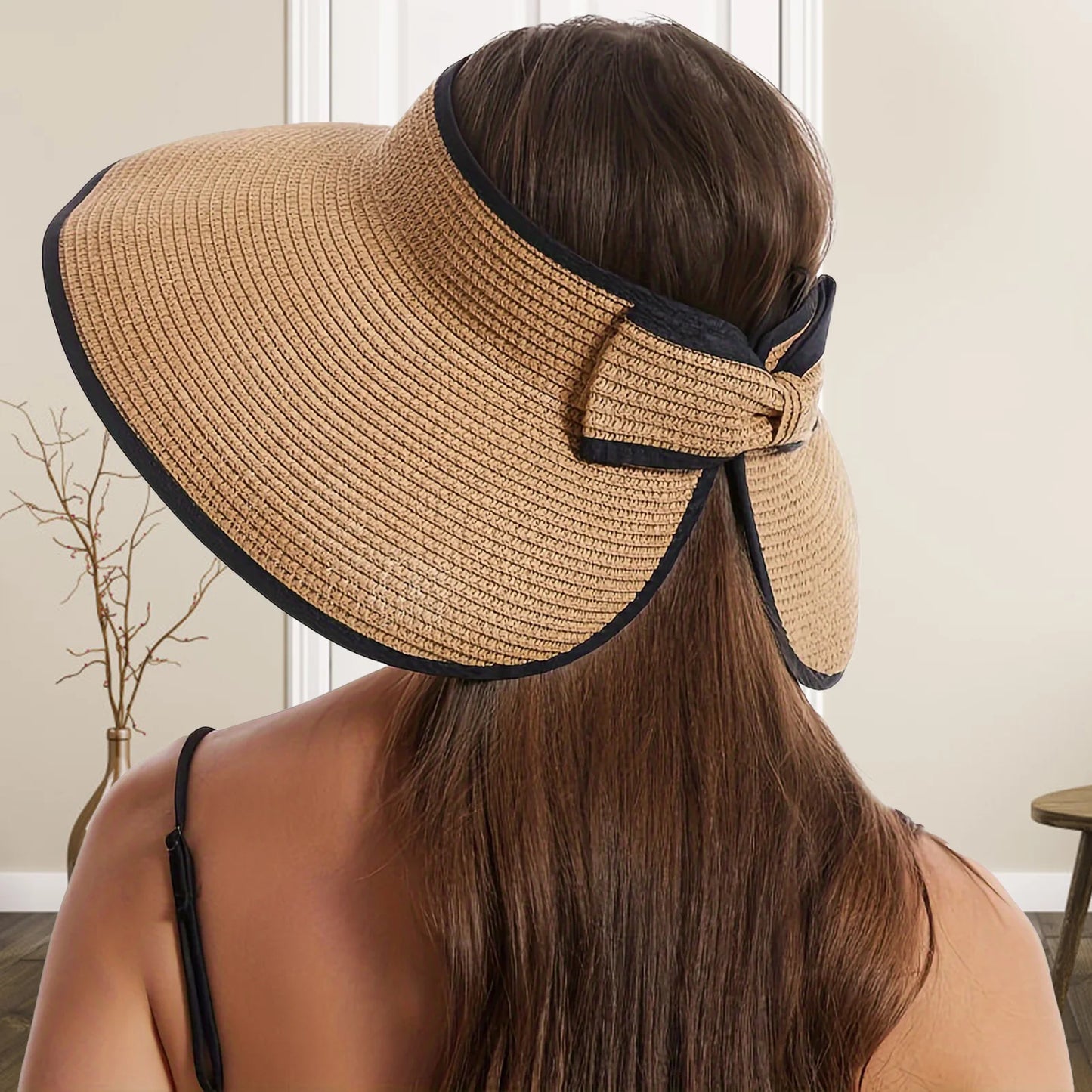 Packable Wide-Brim Visor with Bow