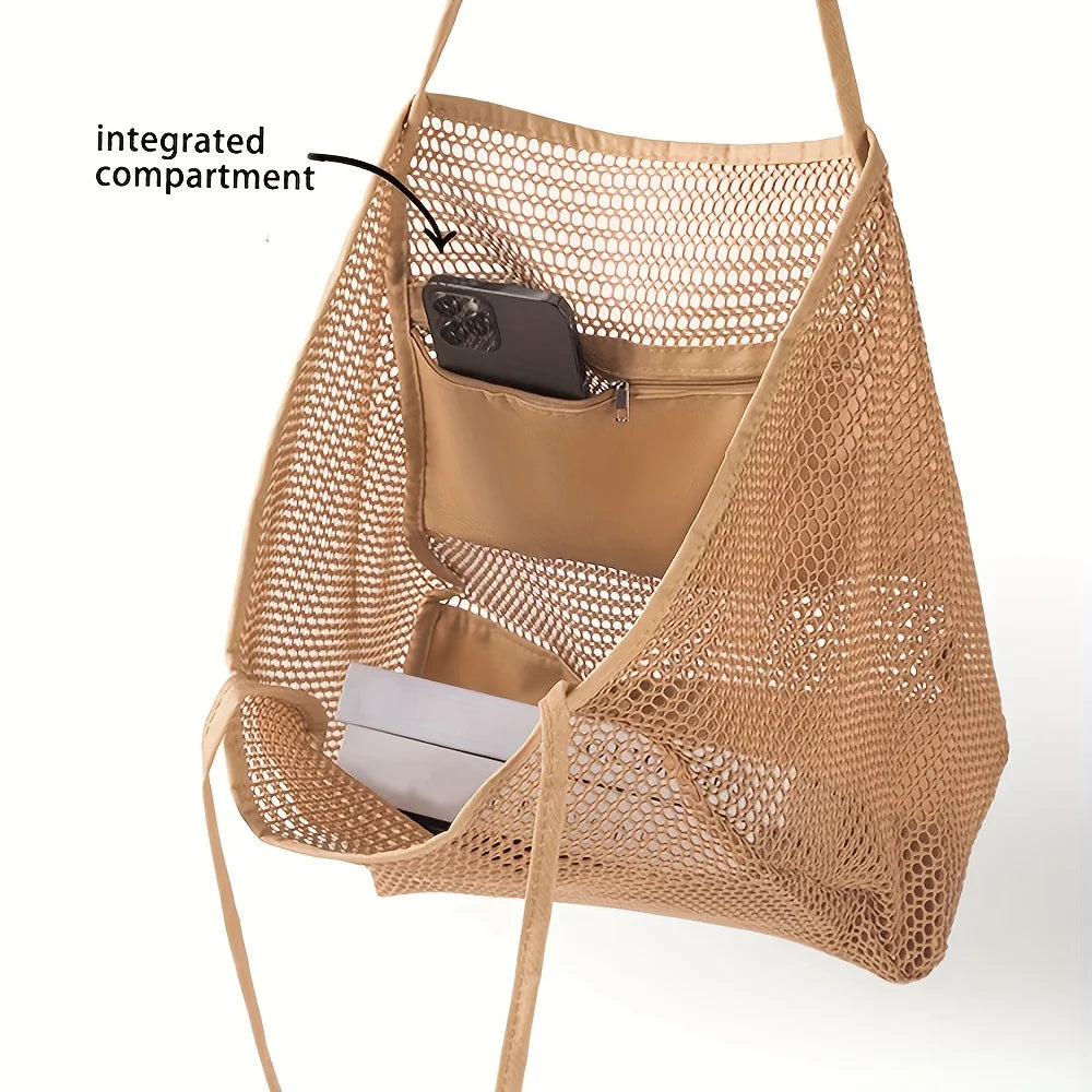 Mesh Beach Tote with Integrated Organizer