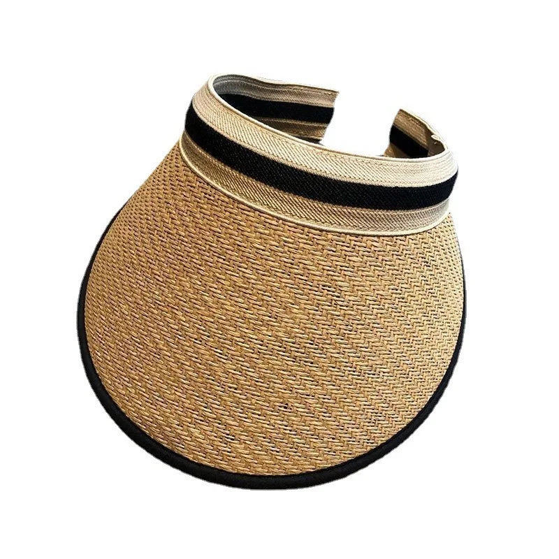 Women's Straw-Effect Beach Visor — Lightweight Polyester