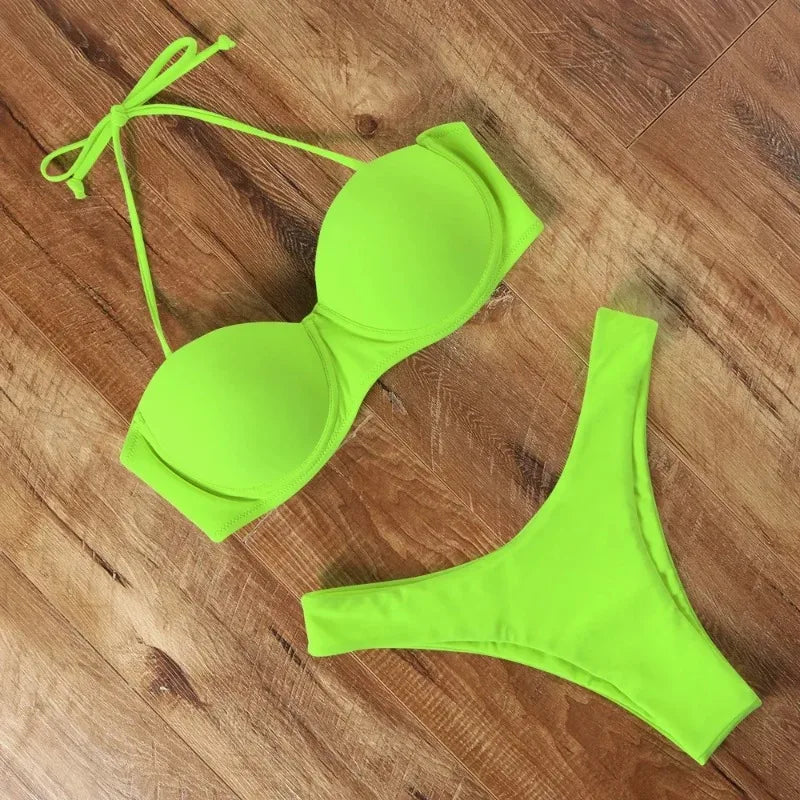 Brazilian Cut Leopard Push Up Bikini