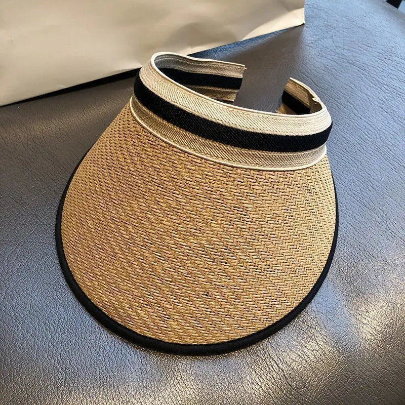 Women's Straw-Effect Beach Visor — Lightweight Polyester