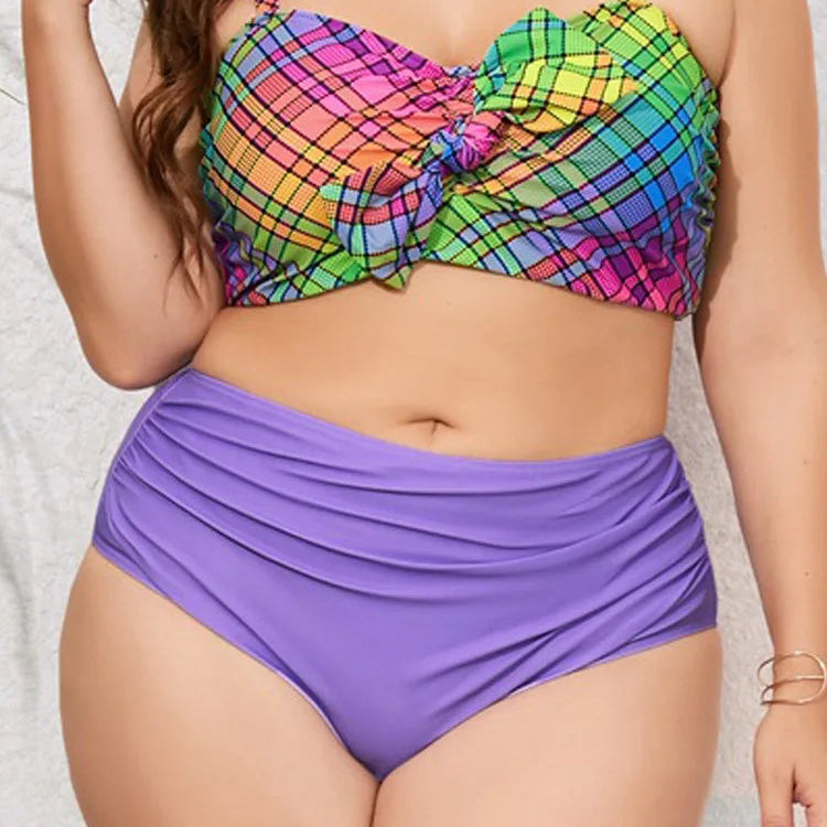 Plus size plaid print bikini