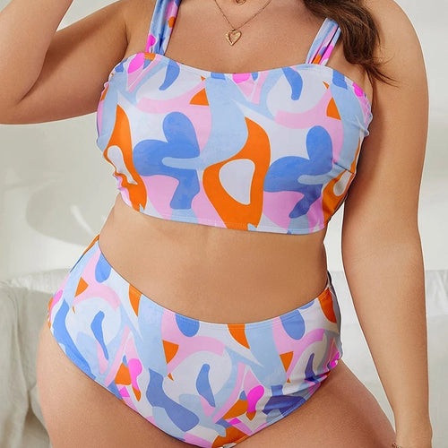 Princess Neckline Plus Size Bikini – High-Waist Bottom