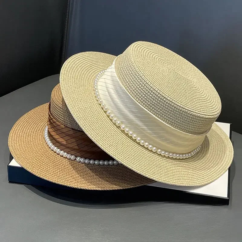 Pearl-Trim Panama Sun Hat