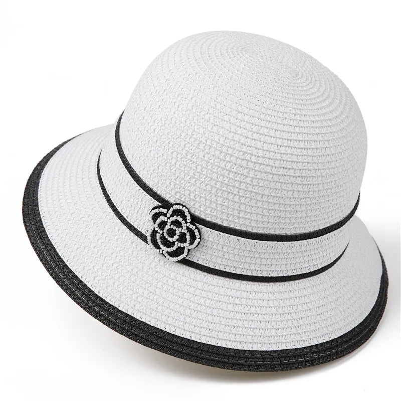 Women's Wide-Brim Straw Sun Hat — Oversized Bow