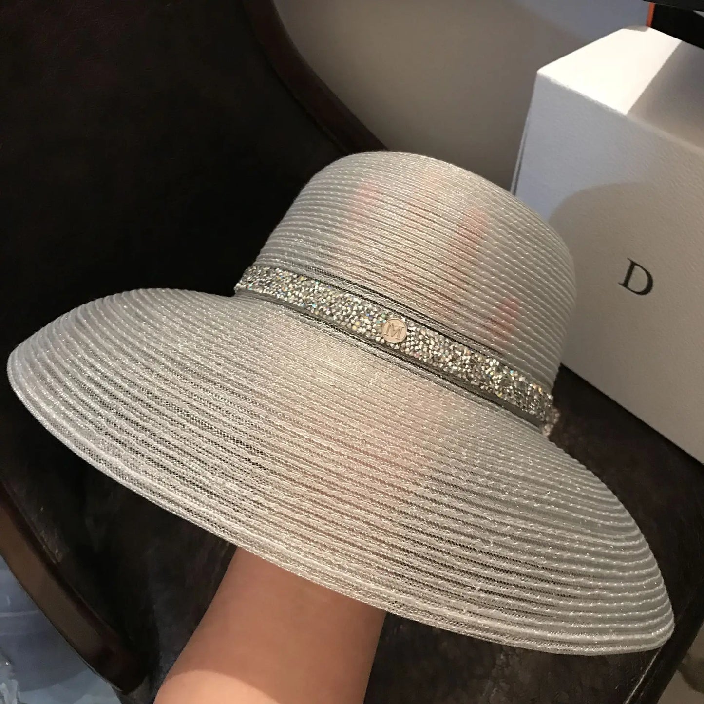 Women's Boater Straw Hat — Wide Grosgrain Ribbon