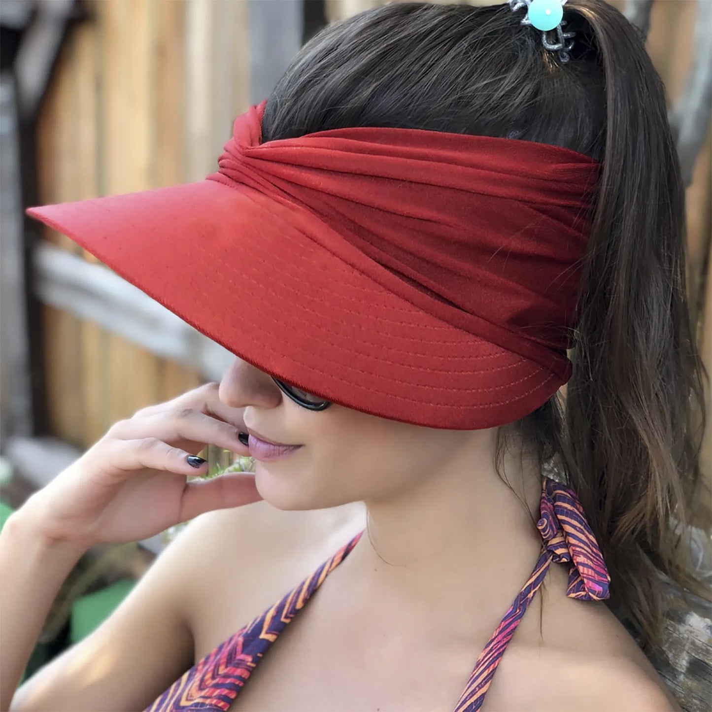 Women's Knot-Front Turban Visor — Soft Polyester