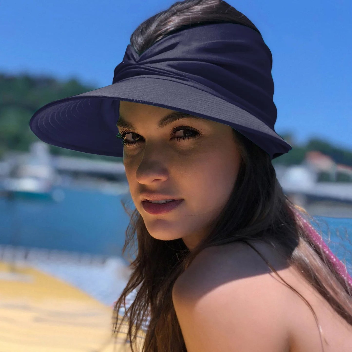 Women's Knot-Front Turban Visor — Soft Polyester