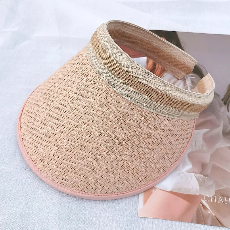 Women's Straw-Effect Beach Visor — Lightweight Polyester