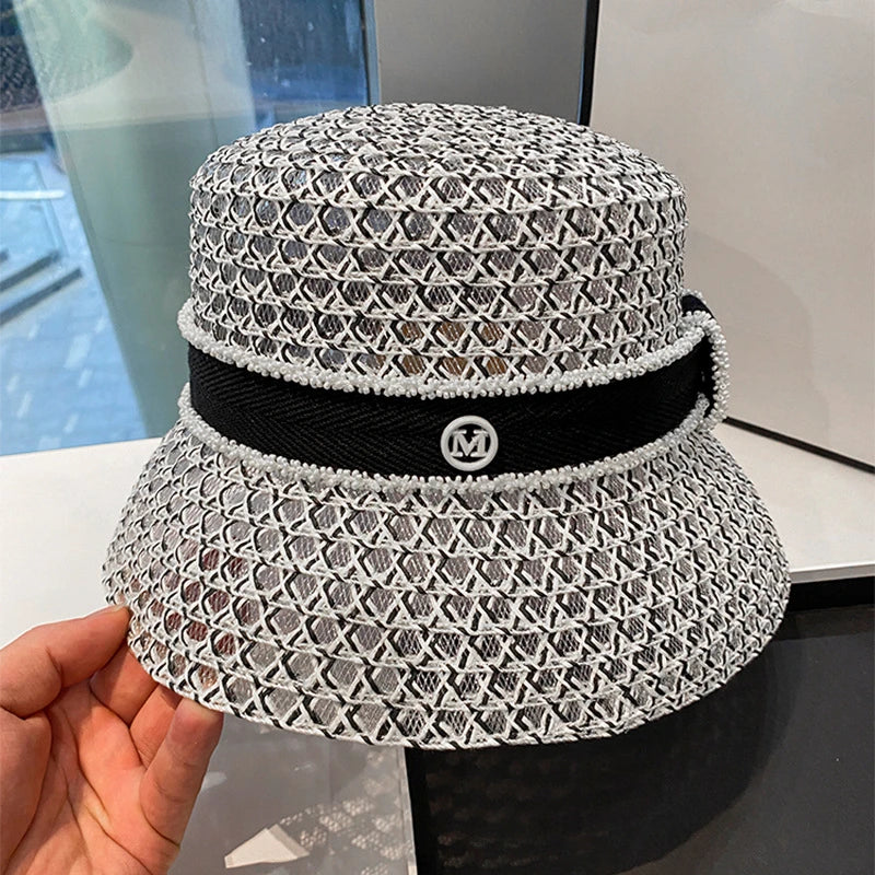Geometric Mesh Bucket Hat with Logo