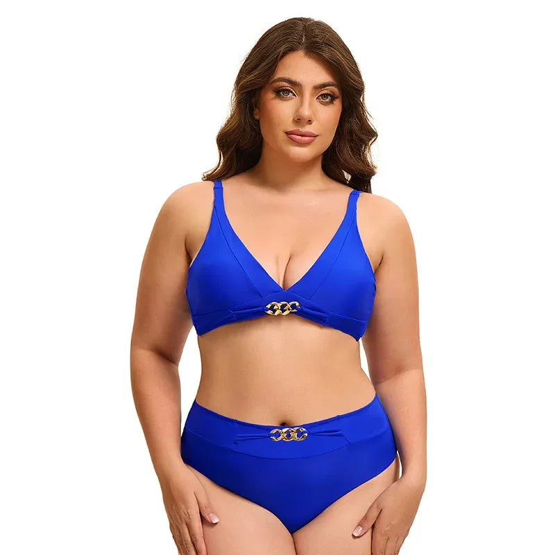 Women's Plus Size Solid Bikini Set