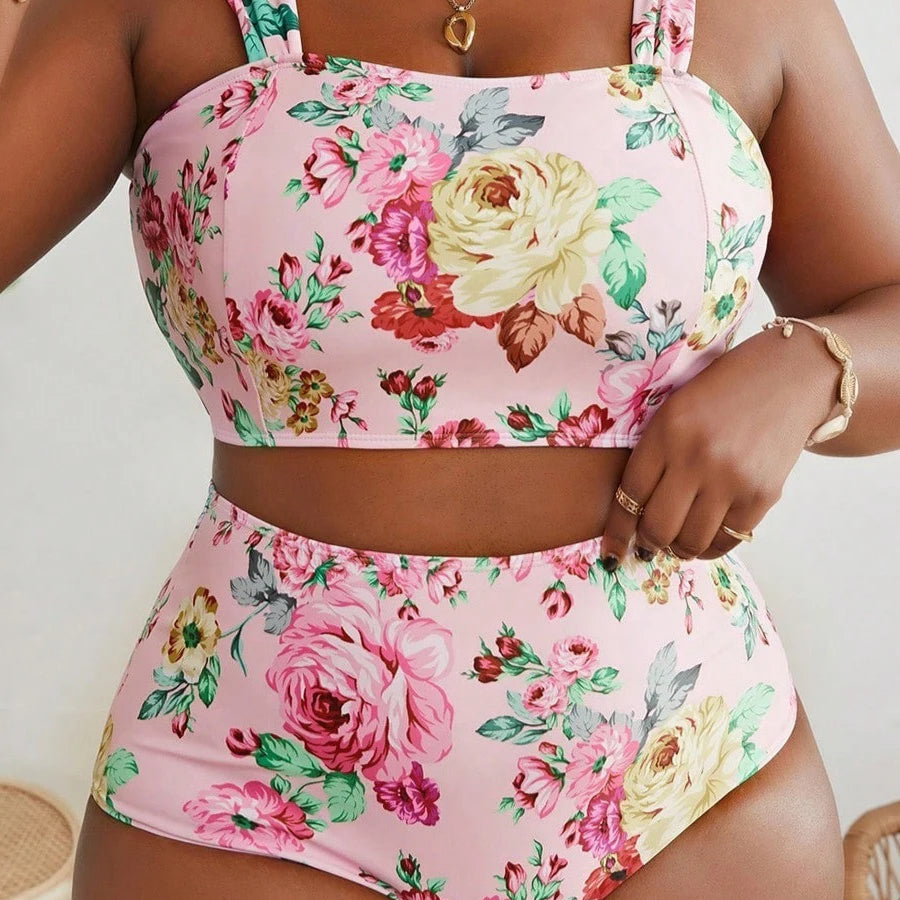 Princess Neckline Plus Size Bikini – High-Waist Bottom