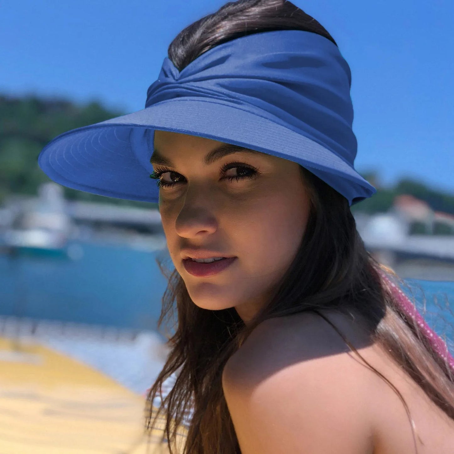 Women's Knot-Front Turban Visor — Soft Polyester