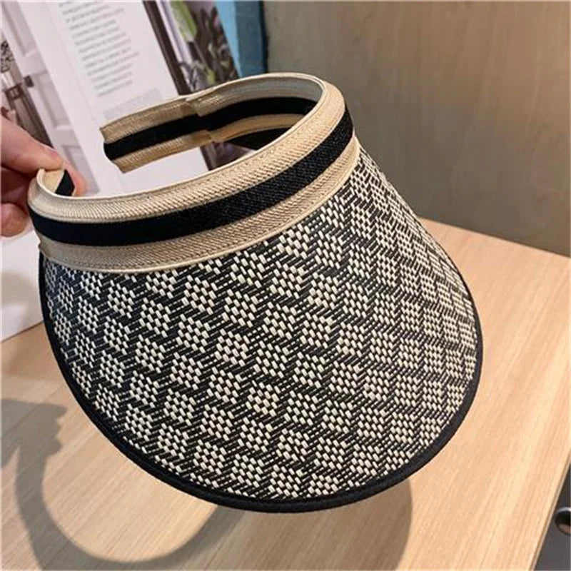Women's Straw-Effect Beach Visor — Lightweight Polyester