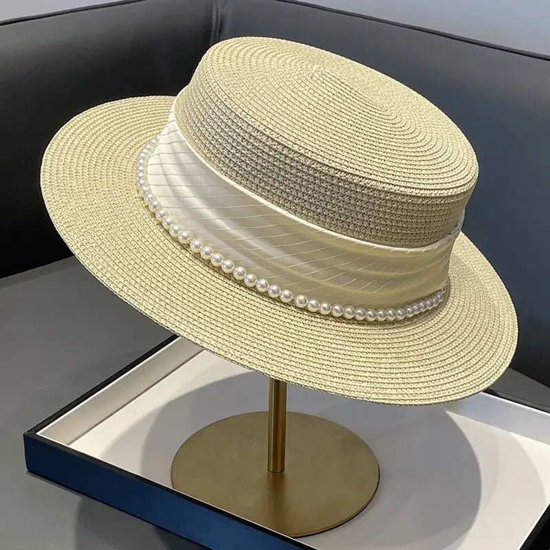 Pearl-Trim Panama Sun Hat