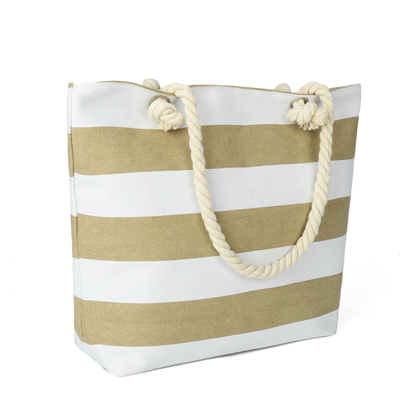 Striped Canvas Beach Tote with Rope Handles