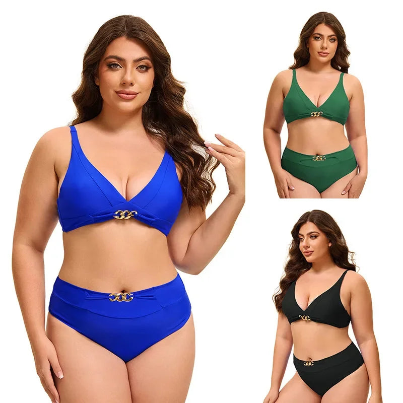 Women's Plus Size Solid Bikini Set