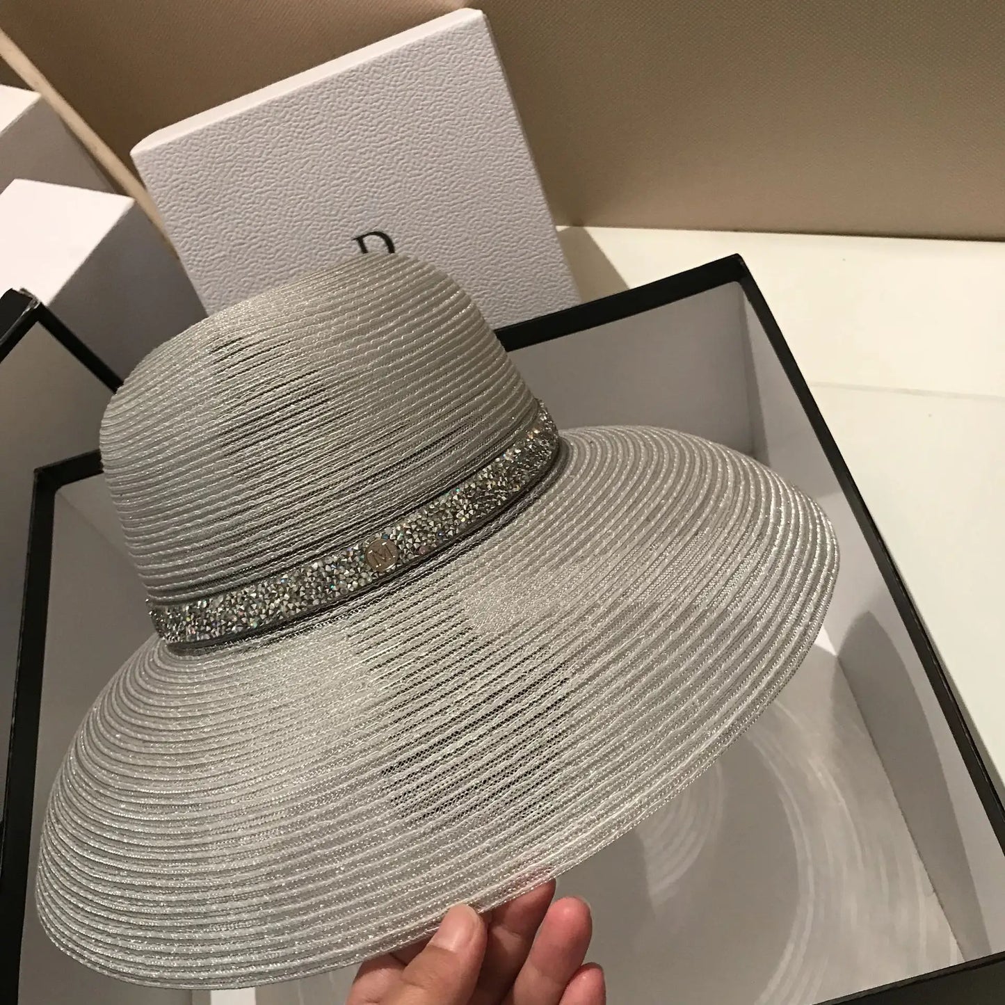 Women's Boater Straw Hat — Wide Grosgrain Ribbon