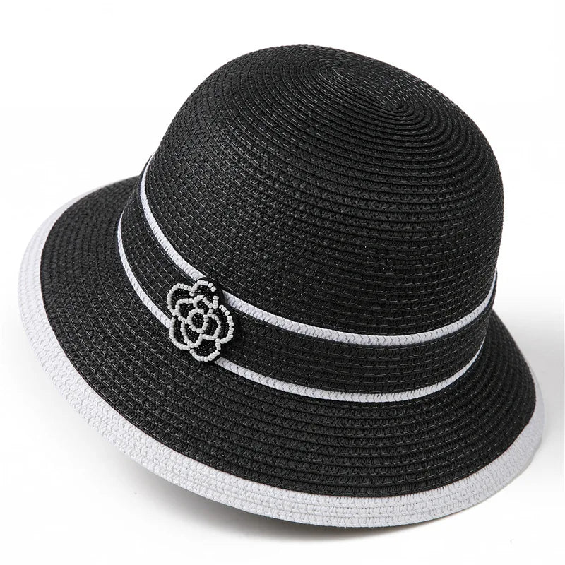Women's Wide-Brim Straw Sun Hat — Oversized Bow