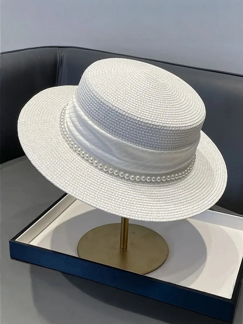 Pearl-Trim Panama Sun Hat